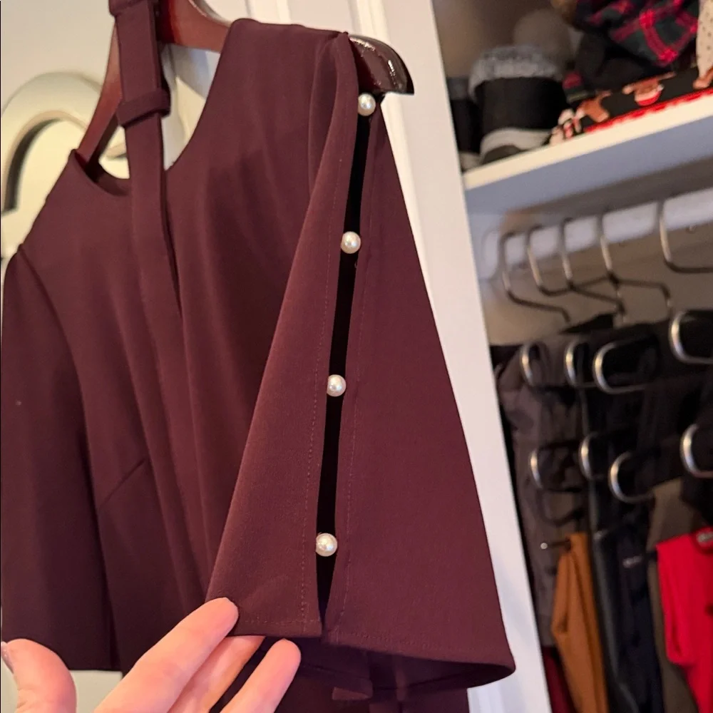 Roz & Ali Deep Burgundy Long Sleeve Dress - Picture 2 of 4